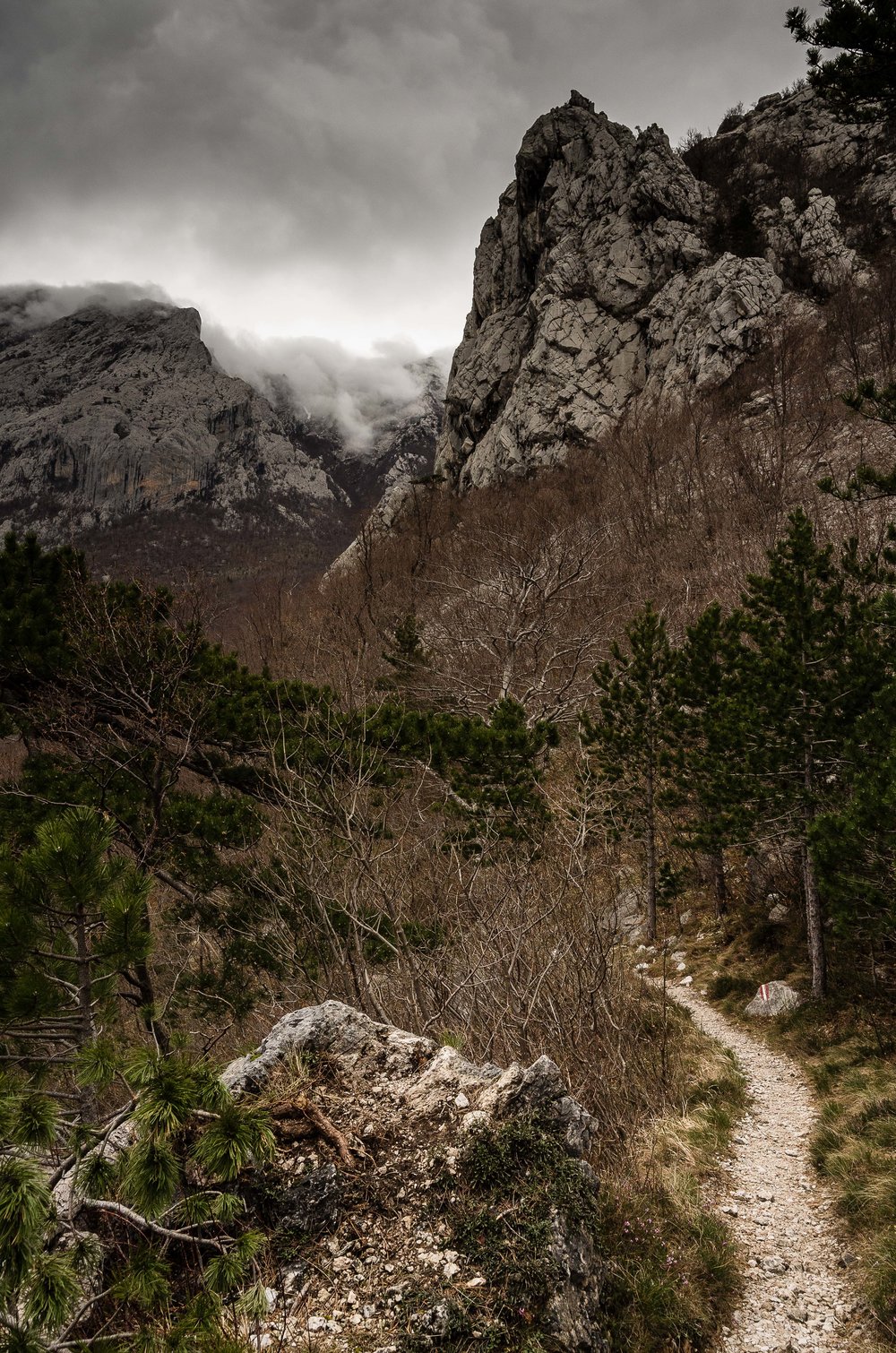 Storm clouds falling over the Velebit mountains.